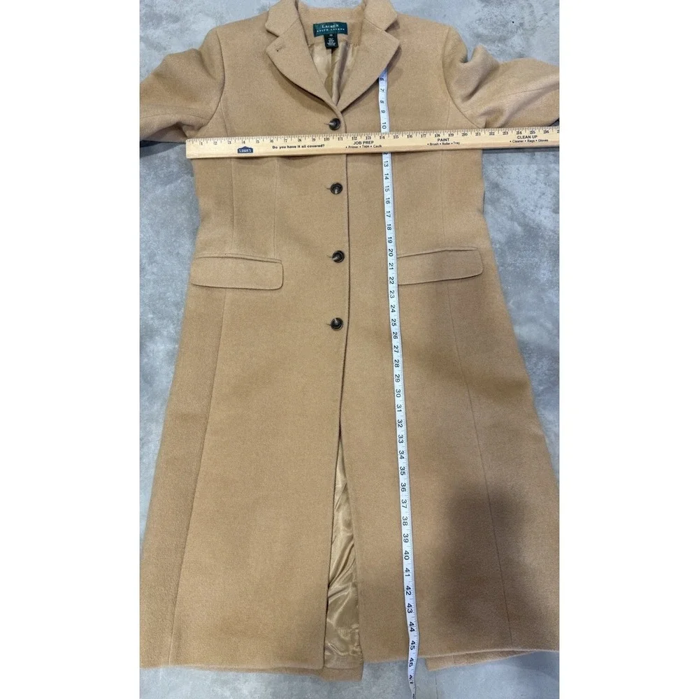 Lauren Ralph Lauren‎ Overcoat 100% Camel Hair Beige Size 10 Trench Coat Pea Coat